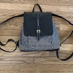 Tommy Hilfiger Medium size  Navy Patterned Logo Backpack 13” x 13”Women’s